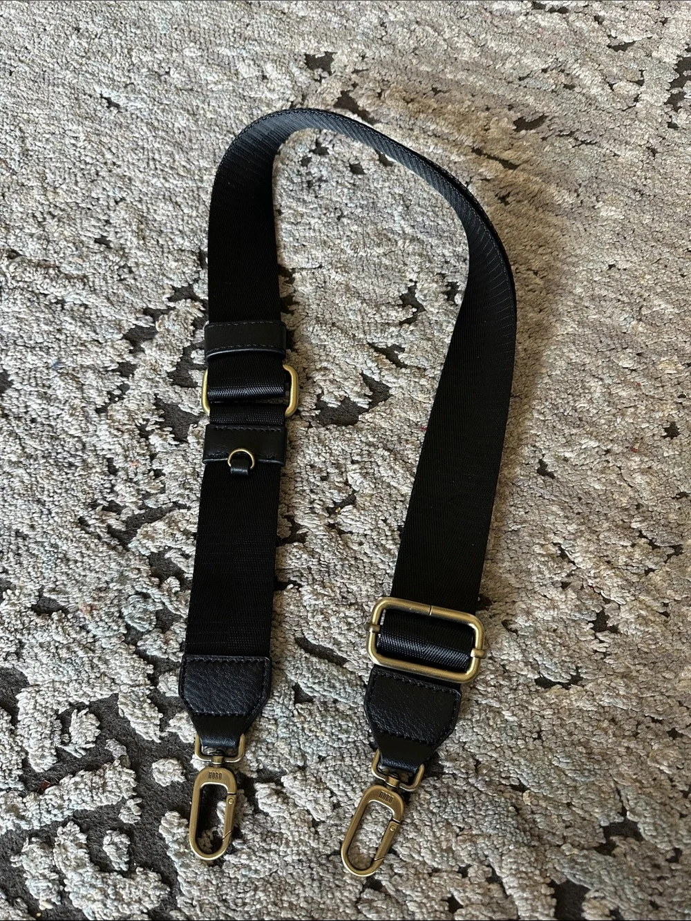 HOBO Black Adjustable Webbing Crossbody Strap with Metal Hardware